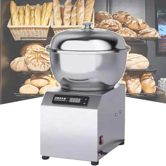 Standmixer 30-Minuten-Timer, Edelstahl, Elektrische Teigknetmaschine mit LED-Anzeige und, Edelstahl-Mehlmischbehälter