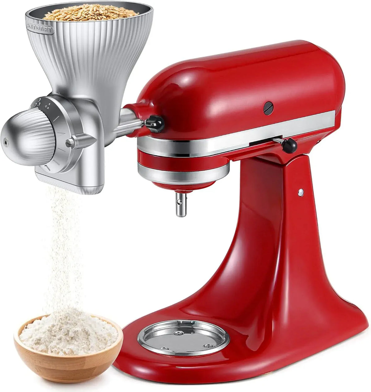 Getreidemühle, Kornmühle, Kornmühle für Getreide, Mehlmühle, Getreidemühlen-Aufsatz für KA Standmixer mit 12 Mahlgraden Mehlmühle