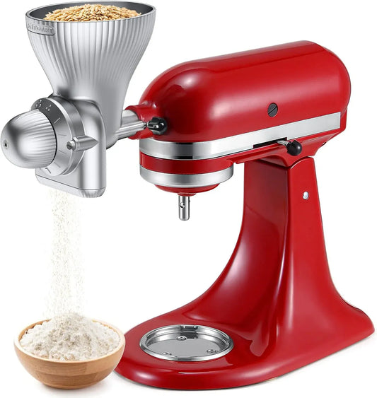 Getreidemühle, Kornmühle, Kornmühle für Getreide, Mehlmühle, Getreidemühlen-Aufsatz für KA Standmixer mit 12 Mahlgraden Mehlmühle