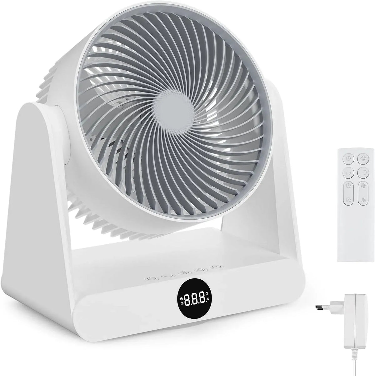 Ventilator 12-Geschwindigstufe 12H, 28 dB, Timer, 3D-Optik, leise, 90° Auto oszillierend, 3D Turbo-Luftzirkulator, 30 m², DC-Frequenzumwandlung