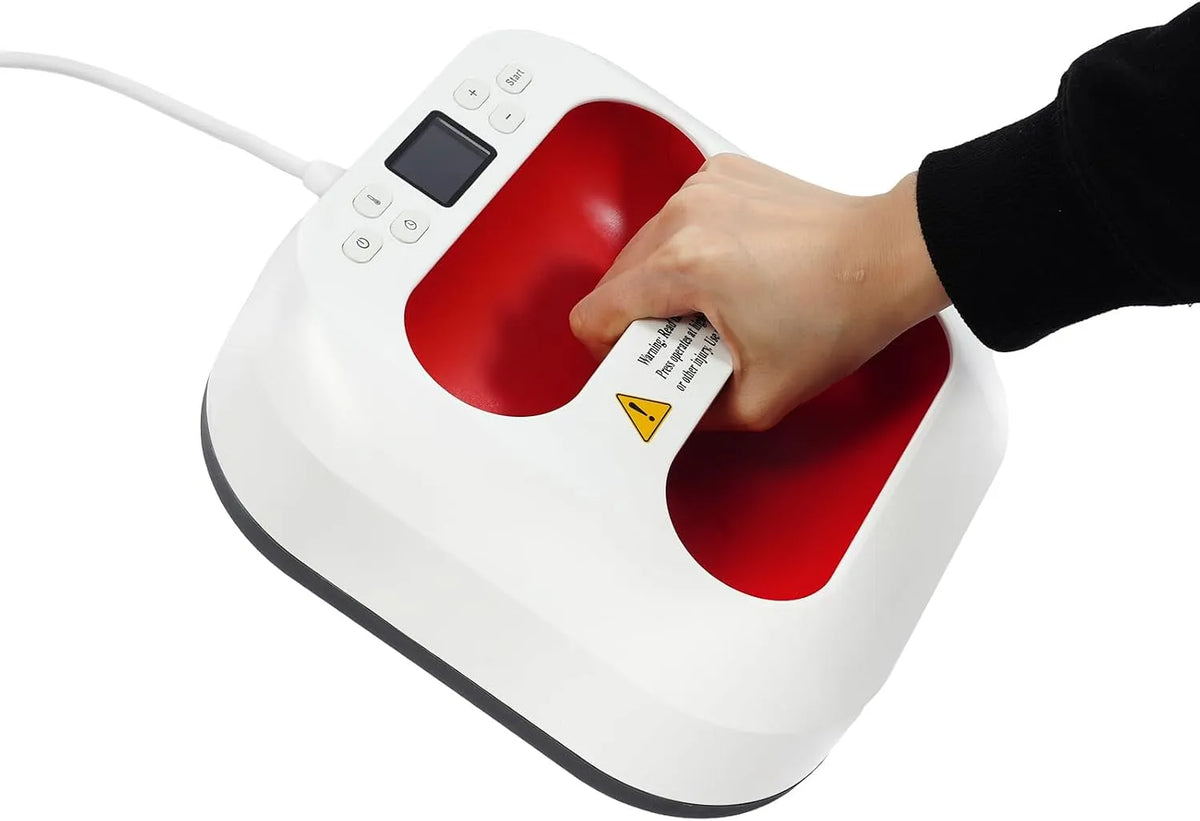 Transferpresse, Wärmepresse, Heizpresse, 23x23cm, 1000 W, tragbar, LCD-Display, Wärmefunktion, Rot