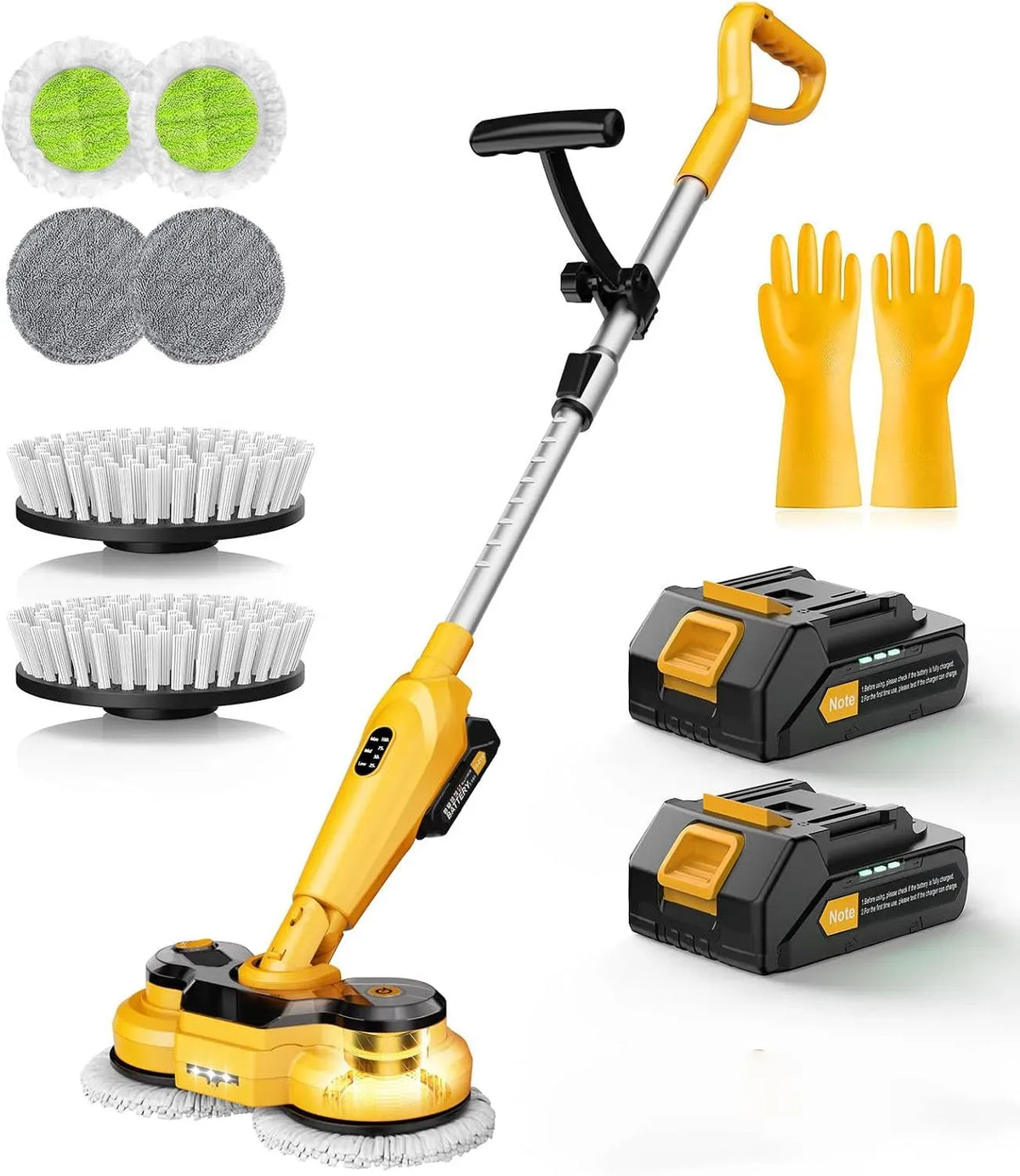 2-in-1 qimedo Kabelloser elektrischer Mop M3, Power Scrubber & Mops, 6000 mAh