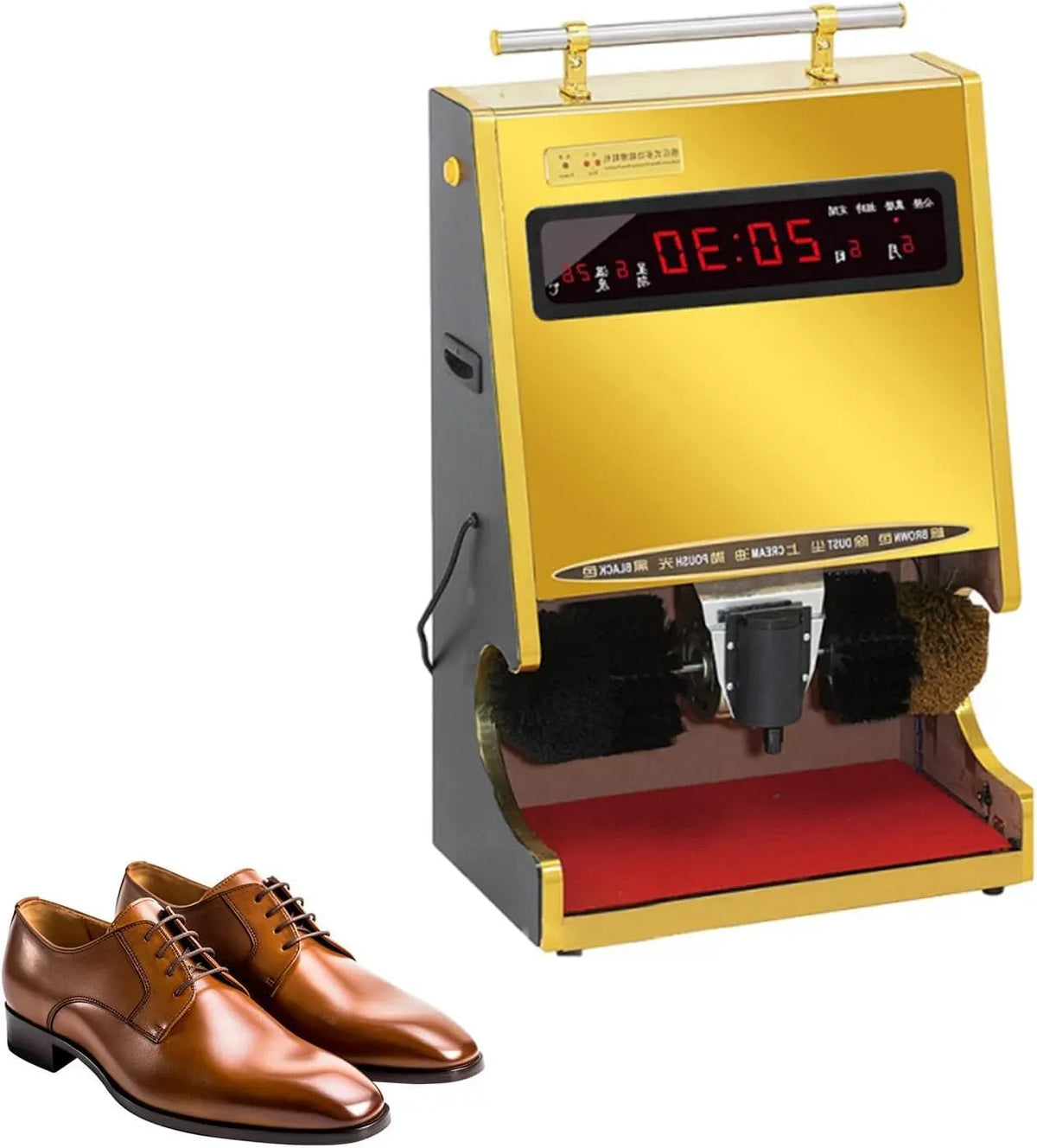 Schuhputzmaschine, Schuhpoliergerät, Doppelbürste, für Lederschuhe Und