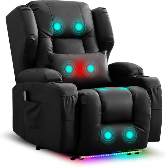 Relax- und Massagesessel, Wohnzimmergestaltung, USB, Schwarz, Eletrisch Verstellbar Kinosessel mit USB & Getränkehalter, TV Sessel fürs Wohnzimmer