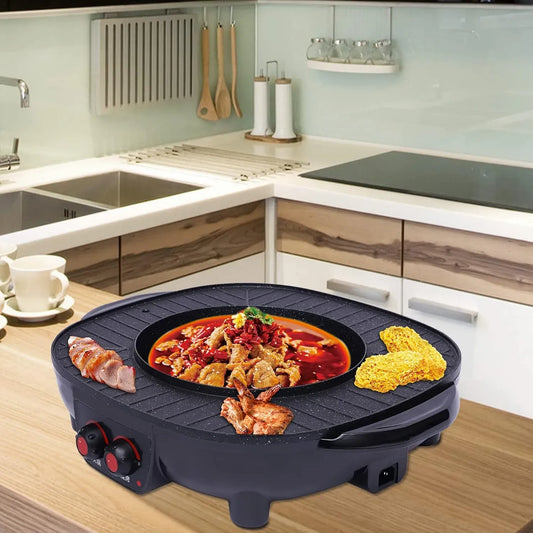 Topf, elektrischer Tischgrill, 2000 W, Restaurant, Antihaftbeschichtung, für Grillrestaurants und Familientreffen