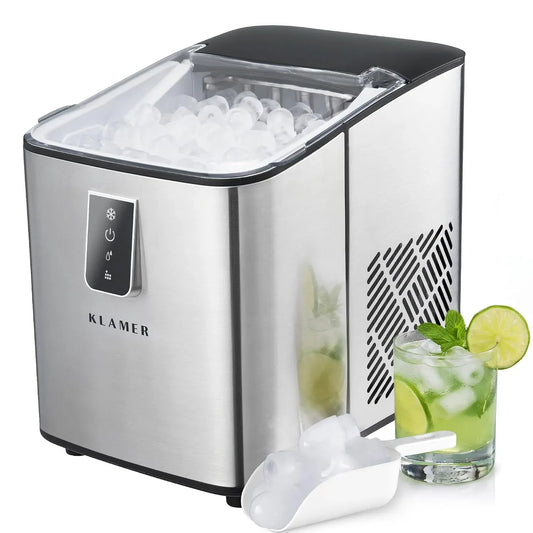 Eiswürfelmaschine, 1 L, KLAMER kg/24h, Edelstahl, 8 Würfel in 8 Min