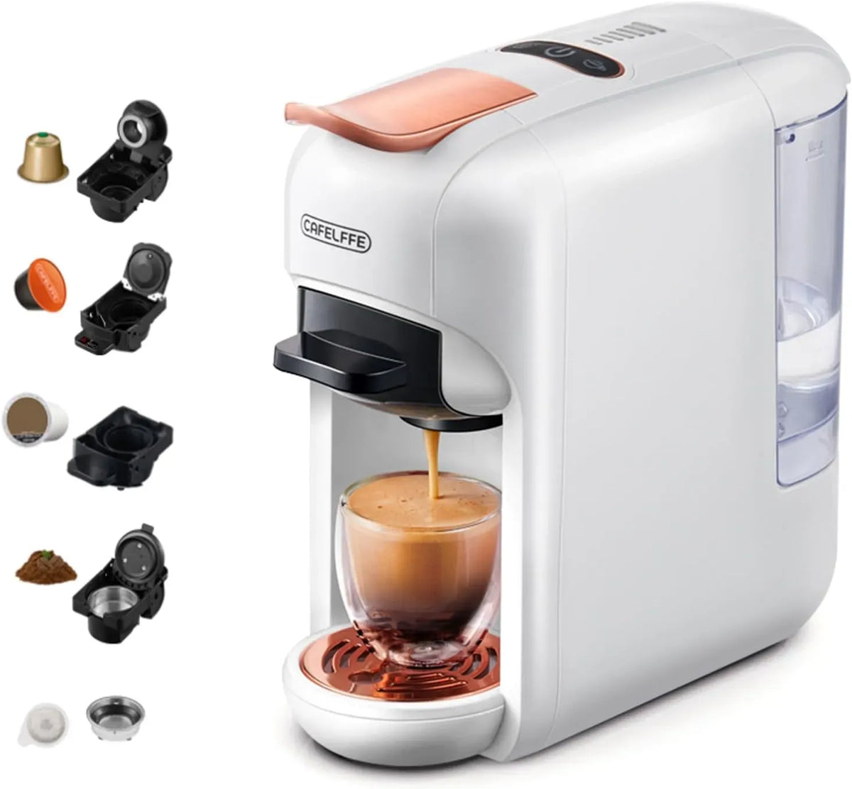 Espressomaschine, CAFELFFE MK-606 5-in-1, Weiß, 7 Wasserstufen