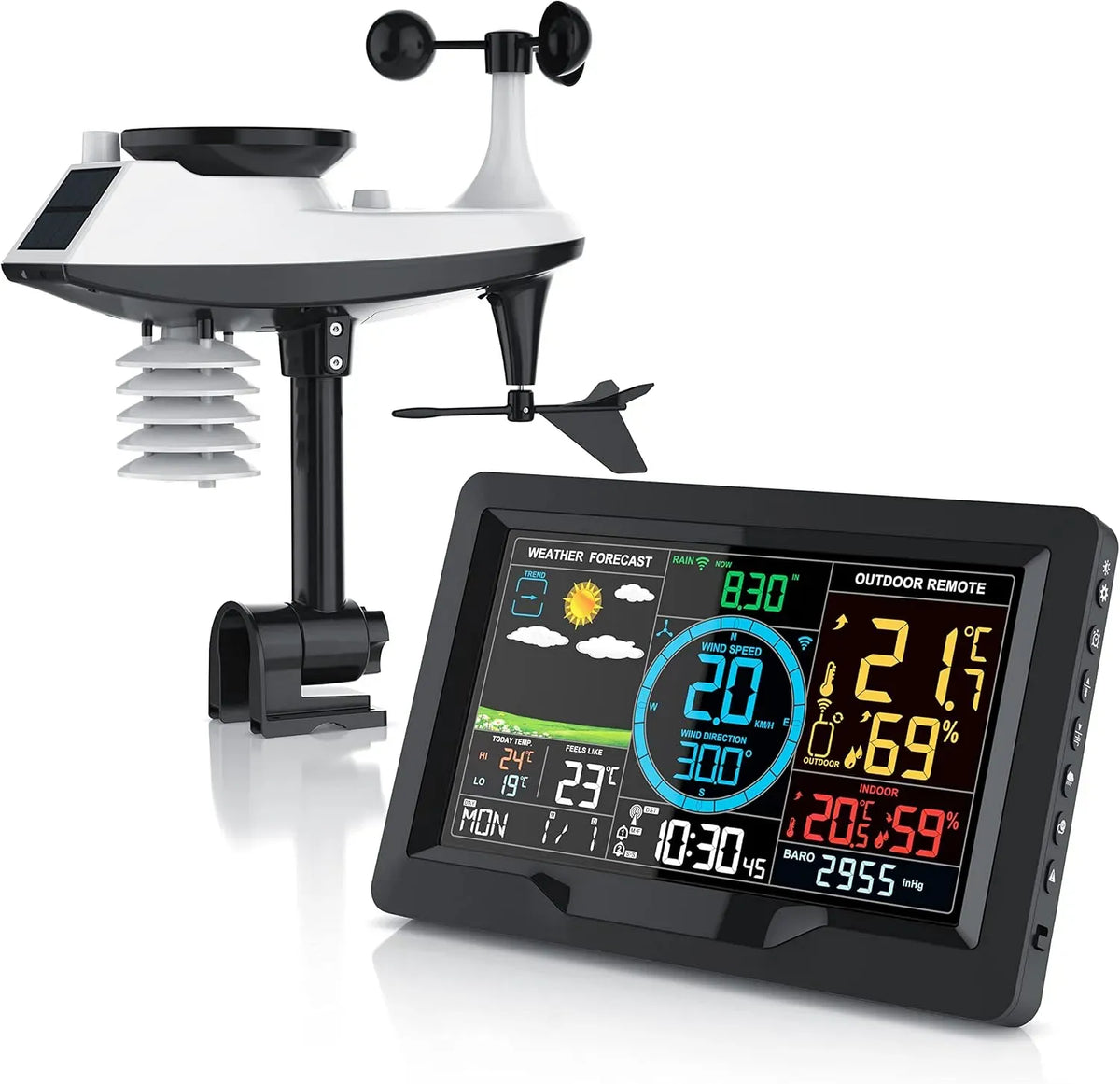 Wetterstation, Außensensor, Thermometer, Regenmesser, Windmesser, Funkwetterstation