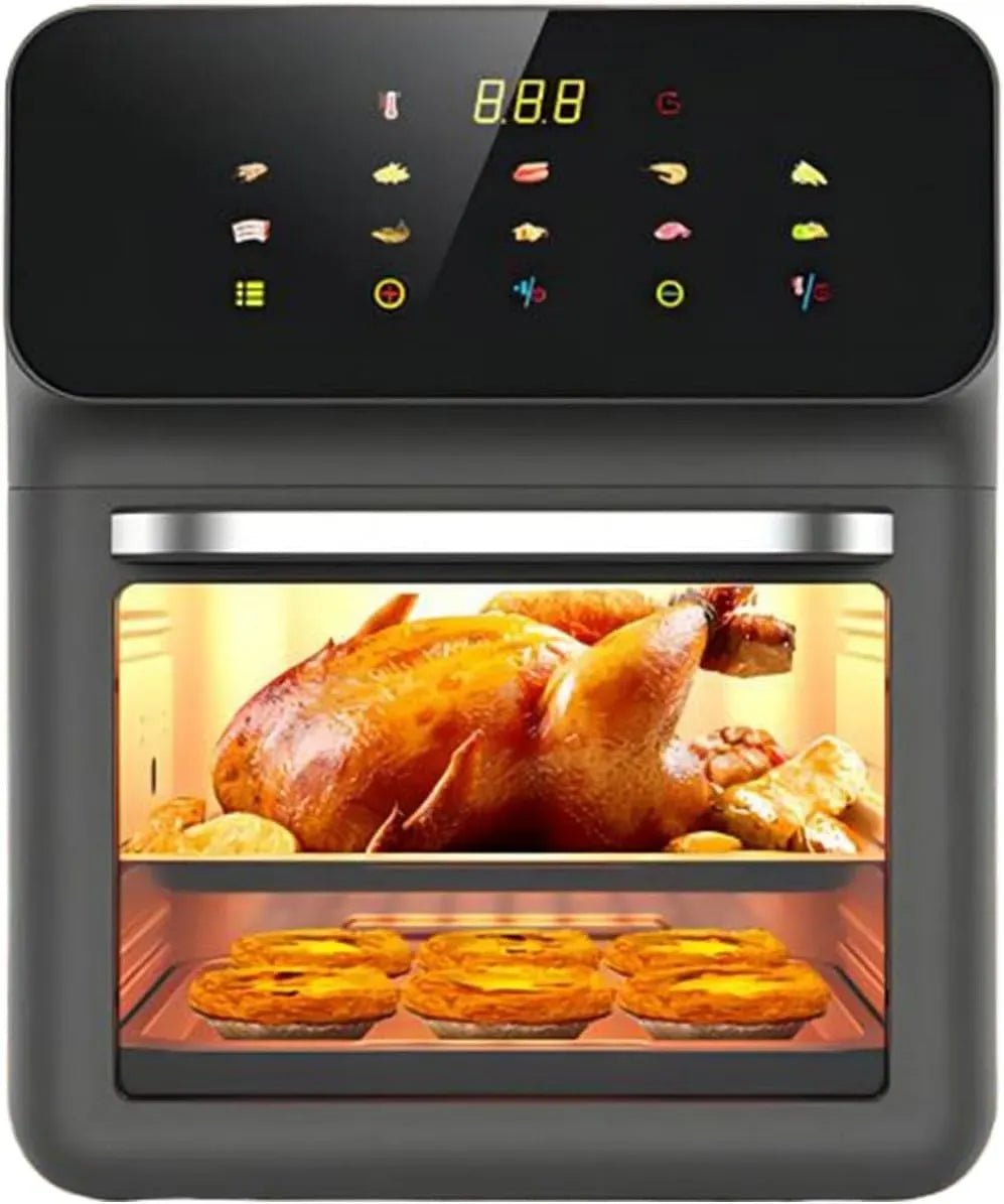 Backofen, 0 bis 200 °C, Ofen zum Backen, Heißluftfritteuse, Tischbackofen Heißluftfritteuse Kombi 2 Einschübe