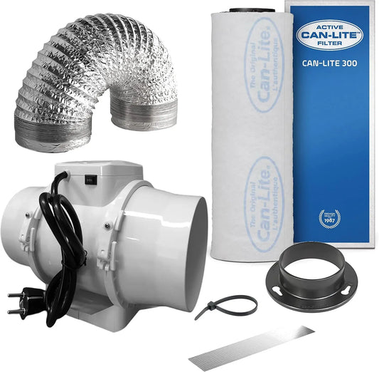 Ventilator 280cbm/h, Ventilator zur Luftzirkulation, Aktivkohlefilter, Grow Abluft-Set 125 mm Rohrventilator verkabelt Aktivkohlefilter Indoor