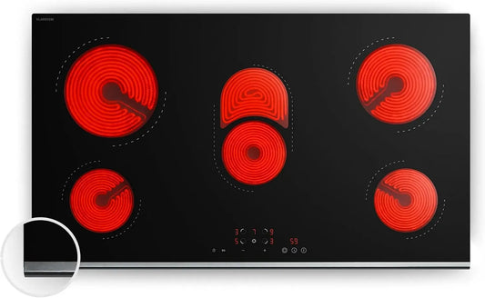 Klarstein Glaskeramikkochfeld, 91 cm, 8400 W, Touch-Bedienung, Timer, Kindersicherung, Ceramica Oberfläche, Touch-Slider, 5 Zonen