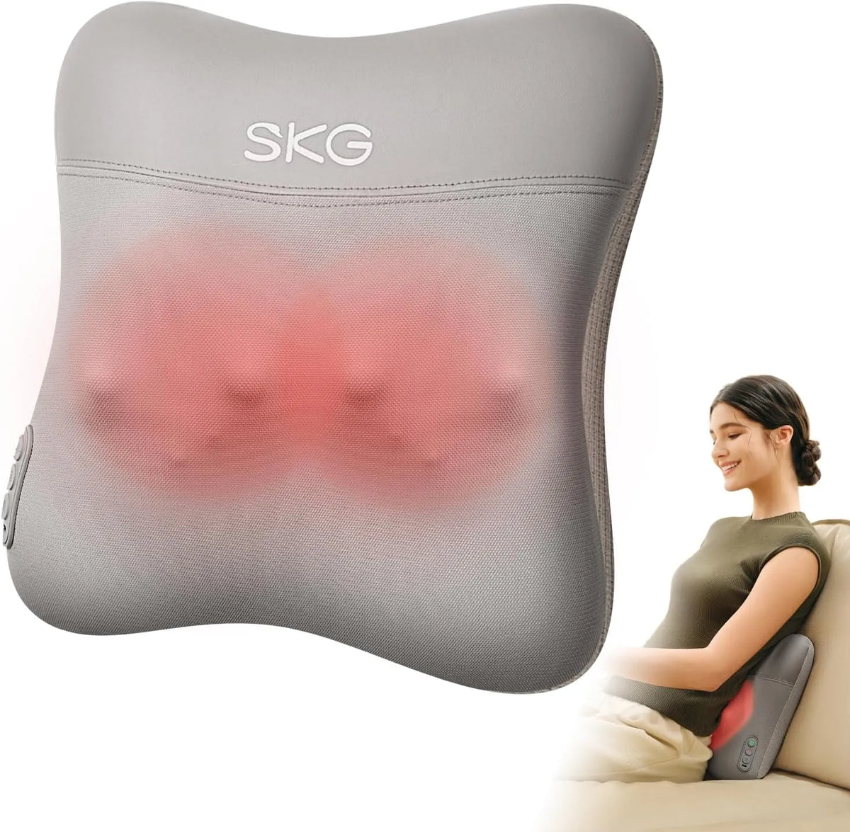 VS500 Rückenmassagegerät, Massagekissen, tragbar, Wärmefunktion, für Zuhause & Büro, SKG
