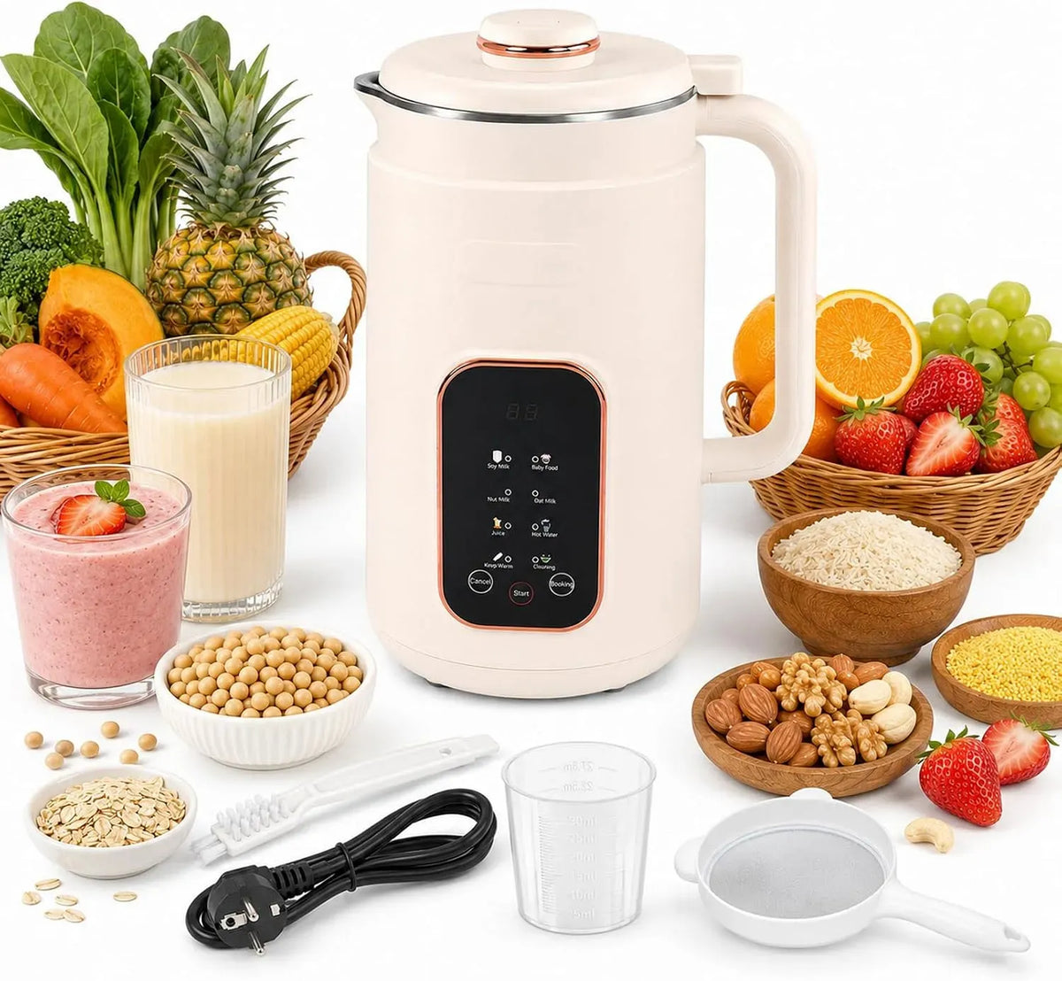 Pflanzenmilchbereiter, Nussmilchmaschine, 1200 ml, 8 Programmen