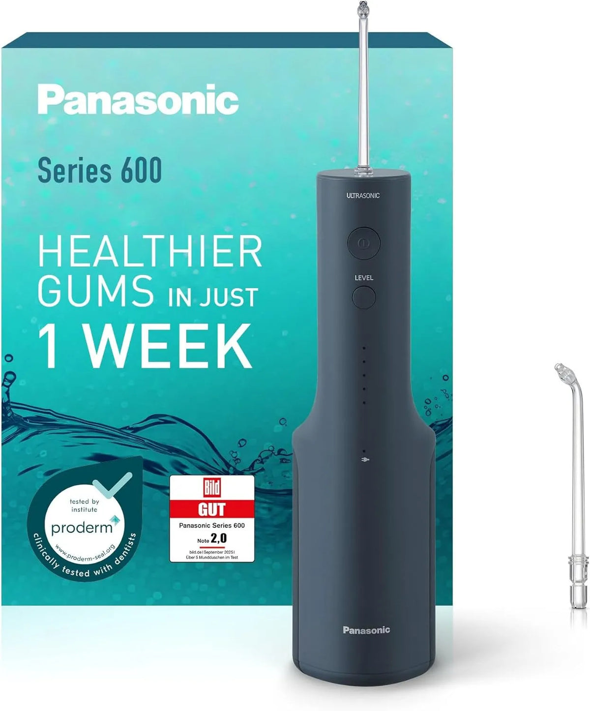 Panasonic Series 600 EW-DJ66-A303 Gerätezubehör, Blau, 200 ml, IPX7, 2 Ultraschalldüsen, 5 Wasserdruckstufen