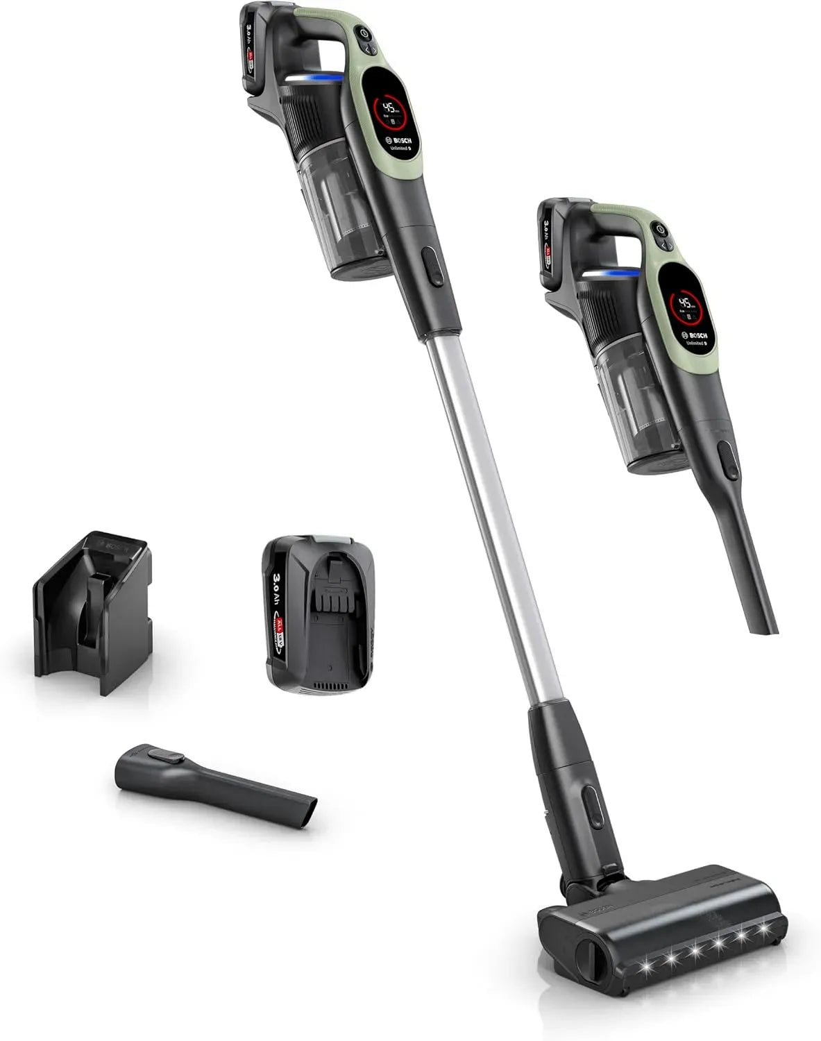 Bosch BBS921TBA Staubsauger, Grün, 10 Jahre Motorgarantie, LED-Licht, austauschbarer Akku, HEPA-Filtersystem