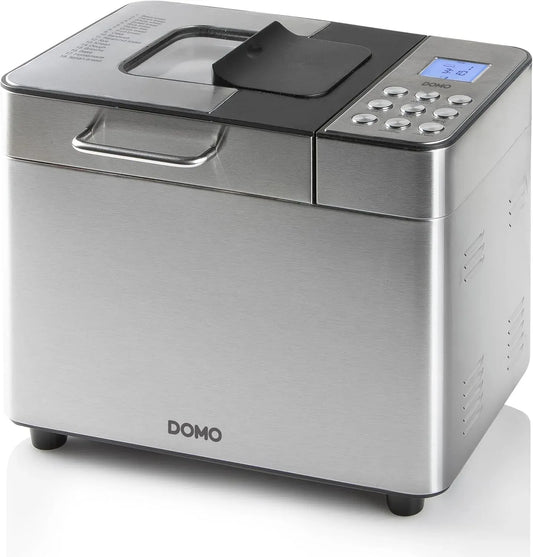 Brotbackautomat, 18 Programme, Brotbackmaschine, DOMO B3971 500-750-1000gr, Edelstahl, Dispenser und glutenfreiem Programm Edelstahl