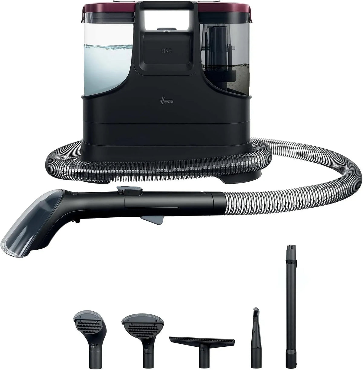 Hoover HS5 Nass-Trocken-Sauger, Fleckenreiniger, Waschsauger, 1,5 L, 400 W, großer Wassertank, Wärmefunktion, Glas, für Teppiche