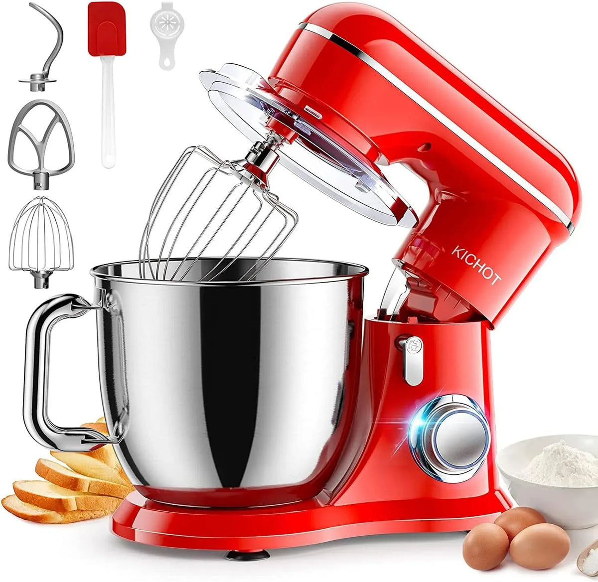 Küchenmaschine 10-Gang, 4,5 L, Rot, Küchenroboter, Knetmaschine, Geeignet zum Backen