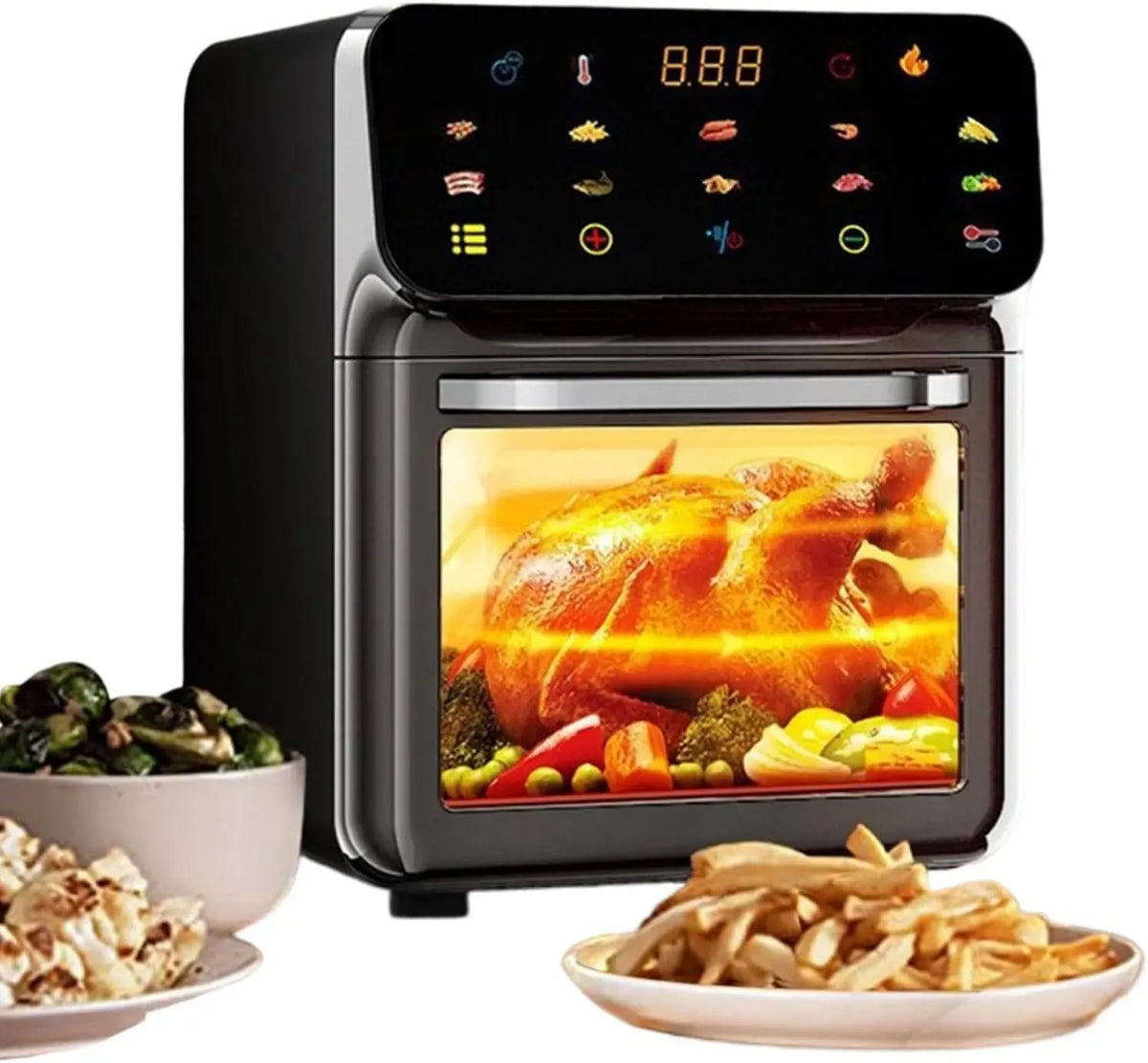 Heißluftfritteuse, 0 bis 200 °C, Pizza, elektrische Fritteuse ohne Öl, Air Fryer Toaster Ofen Kombi 0°C-200°C Kochen