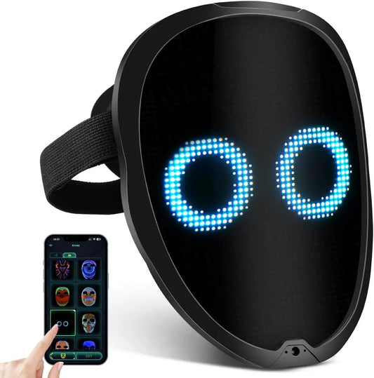 LED-Lichtmaske, LED Leuchtmaske Mit Verschiedenen Bildern, Wiederaufladbare LED-Maske Mit Gestenerkennung Für Gesichtsveränderungsmodi, Geeignet Für