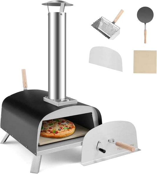 Elektrischer Pizzaofen, KOMFOTTEU, tragbar, Outdoor, Grill, Camping, Edelstahl, Pizza Ofen aus Edelstahl