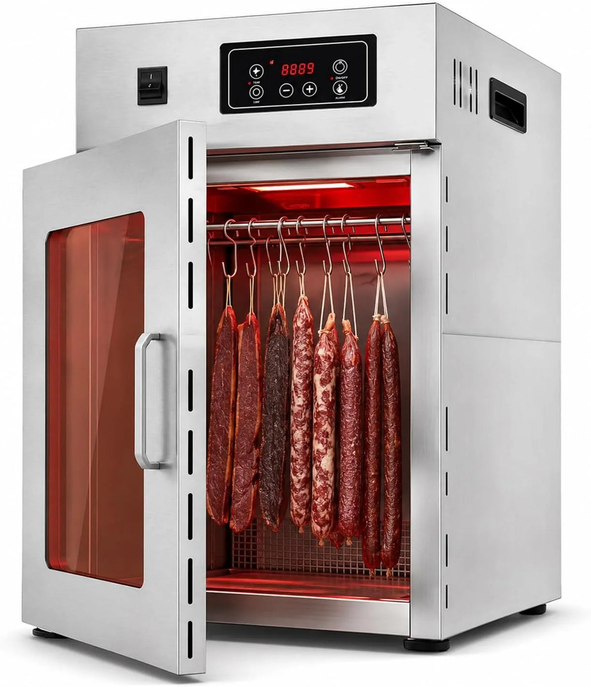 Wäschetrockner 800-W 24-Stunden-Timer, 7,5 kg, 0 bis 90 °C, Edelstahl, LED-Bedienfeld Und 14 Haken, 7,5 Kg Fassungsvermögen