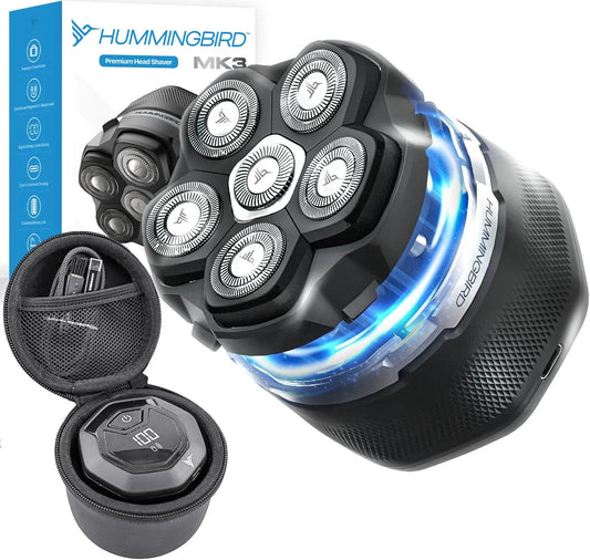 MK3 Totenkopf-Rasierer, Rotationsrasierer, Kopfrasierer, Elektrorasierer für den Kopf, IP65, USB, kabellos, für Glatzköpfige Männer, HUMMINGBIRD