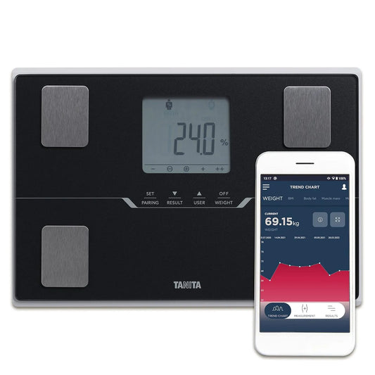 BC-401 Körperanalysewaage, Personenwaage, Bluetooth, Schwarz, für präzise Körperzusammensetzung, Tanita