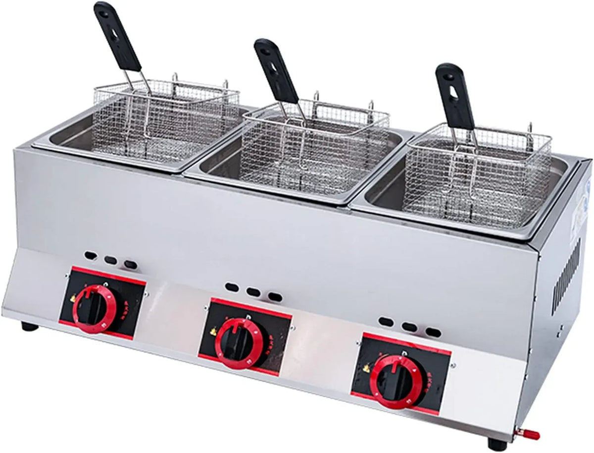 33-Liter-Fritteuse Multifunktions-Gasfritteuse, LPG-Gasfritteuse, gewerblich, Edelstahl, für Den Privaten Und Gewerblichen