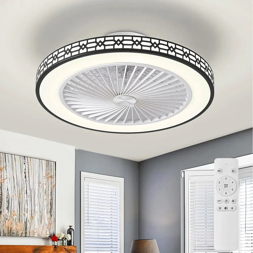 Ventilator, 48cm, Deckenventilator 3000K-6500K 6-Gang-Wendefunktion, Timer, Schwarz